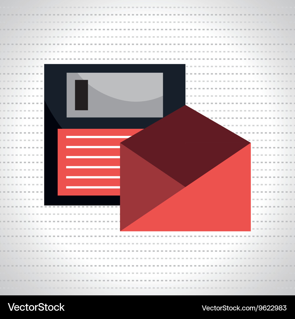Floppy disk with envelope isolated icon design vector image