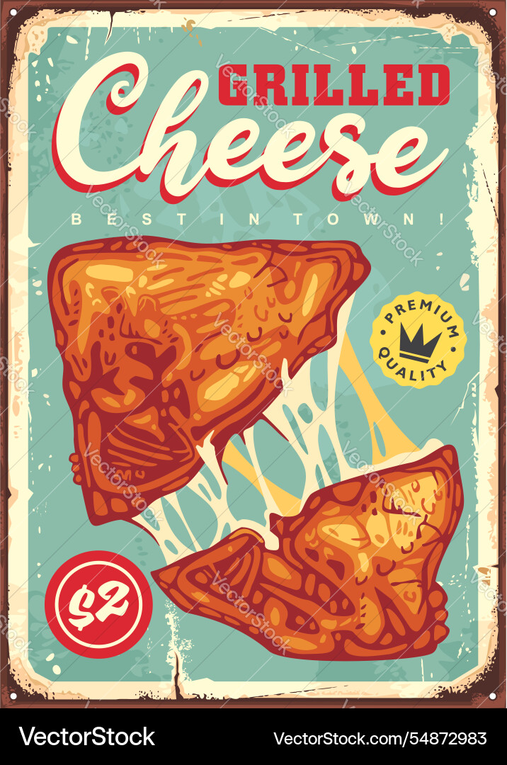 Grilled cheese retro restaurant sign Royalty Free Vector