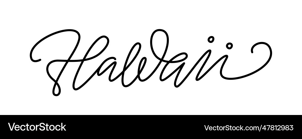 Hawaii text continuous line word Hawaii text continuous line word vector image