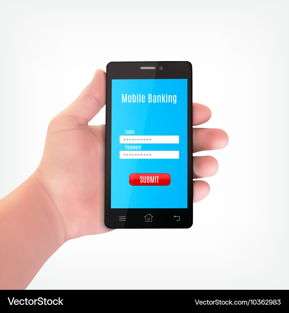 Man Holding Smartphone - Mobile Banking vector image