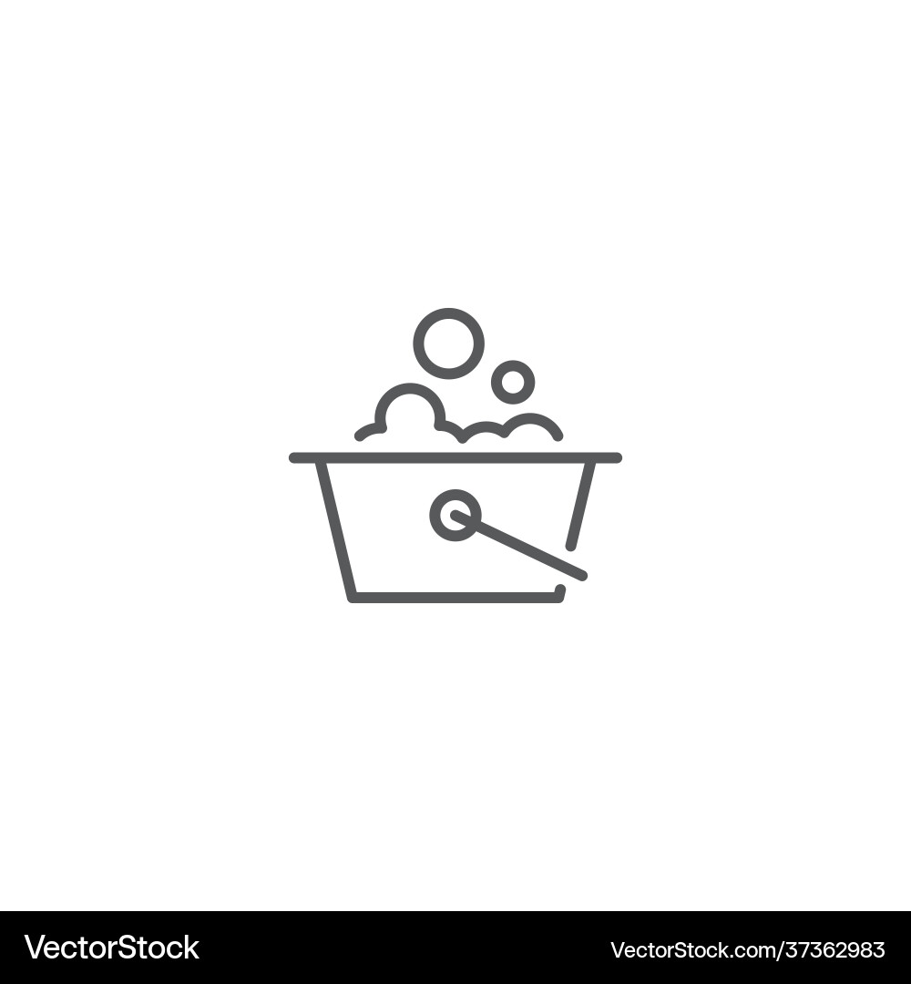 Mop bucket with foam soap line icon linear style Mop bucket with foam soap line icon linear style vector image