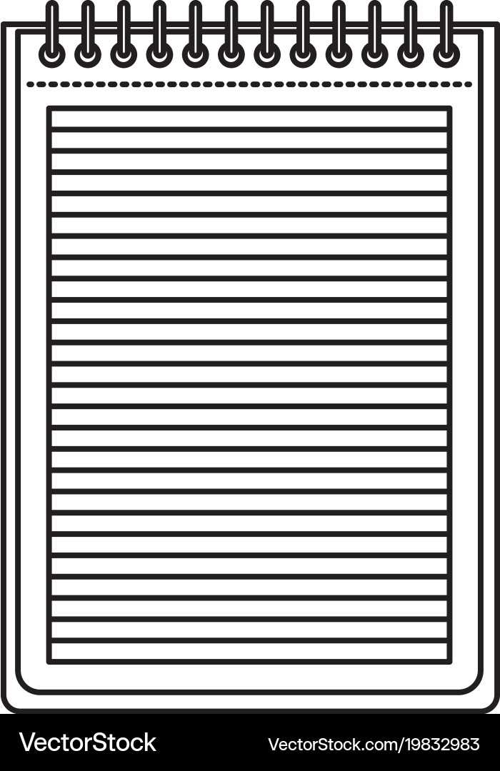Notebook with horizontal lines and metal spiral vector image