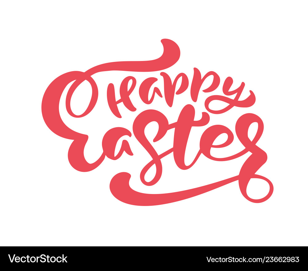 Red happy easter hand drawn calligraphy and brush Red happy easter hand drawn calligraphy and brush vector image