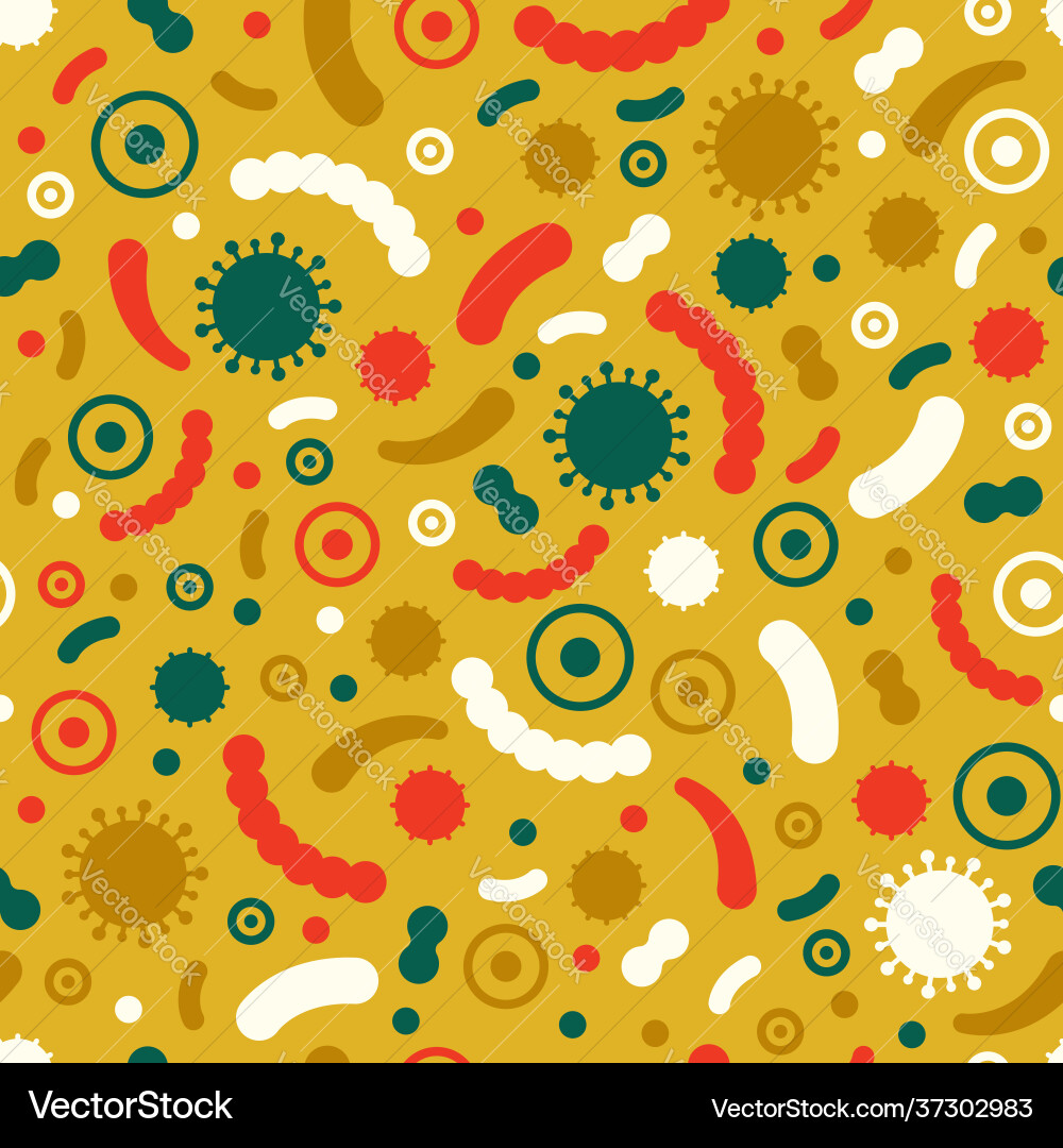 Seamless pattern design with abstract viruses vector image