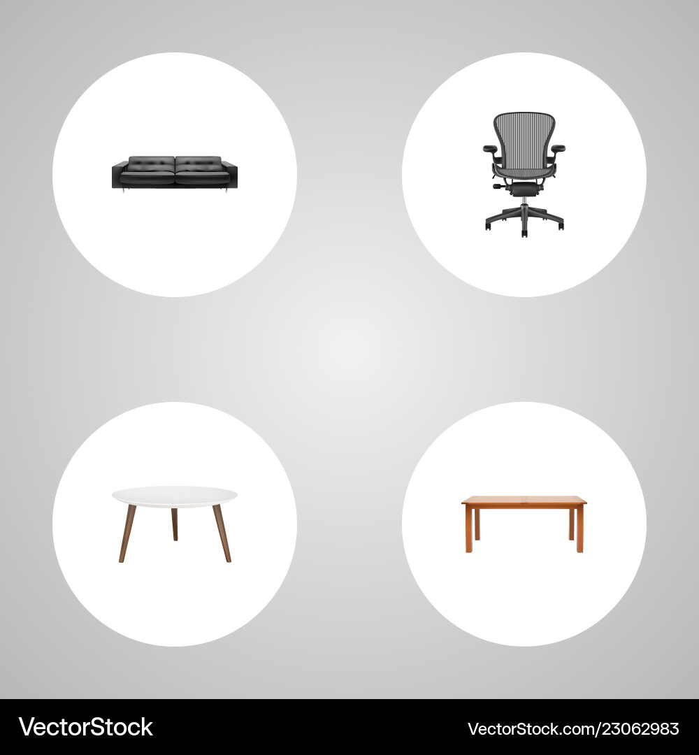 Set of decoration realistic symbols with furniture Vector Image
