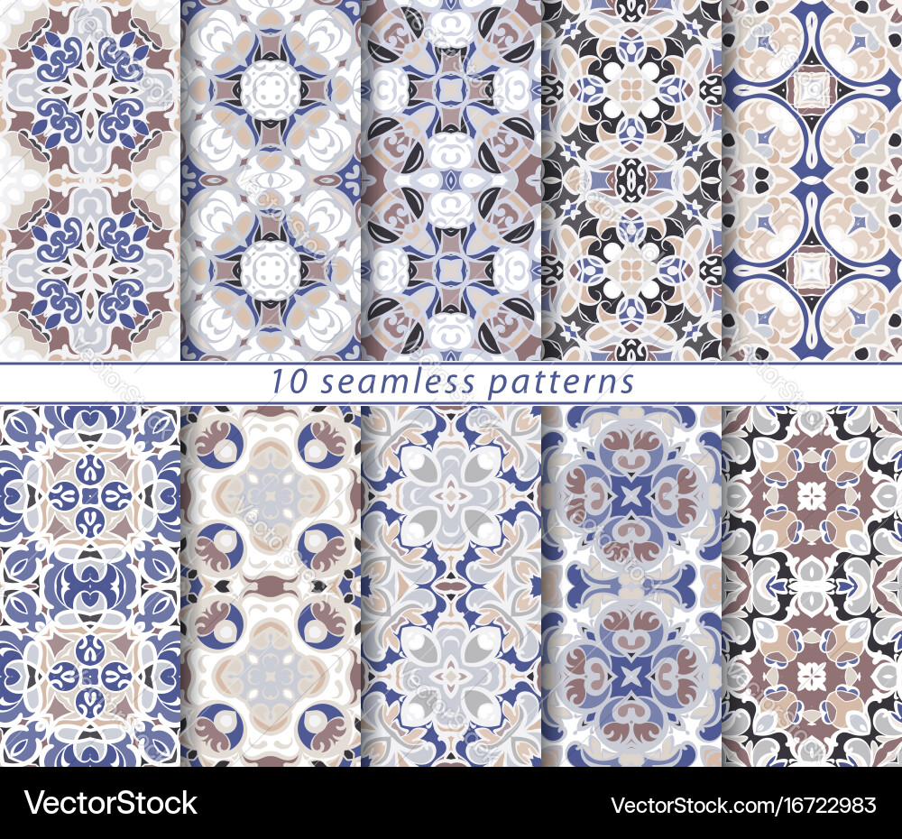 Set of ten seamless abstract patterns vector image