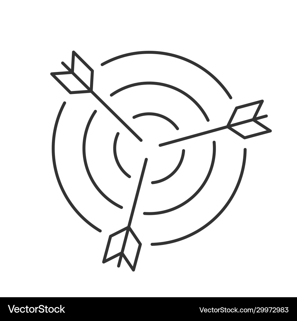 Target with a shot at it linear icon Vector Image