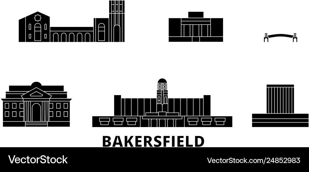 United states bakersfield flat travel skyline set United states bakersfield flat travel skyline set vector image
