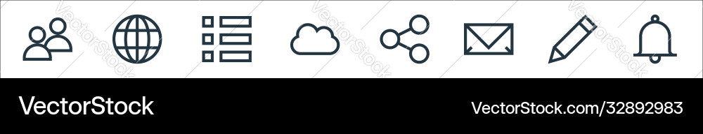 Web essentials line icons linear set quality Vector Image