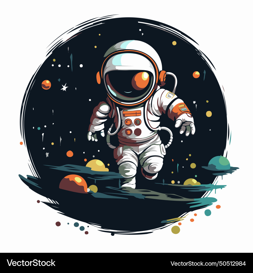 Astronaut in space on a background of the planet Vector Image