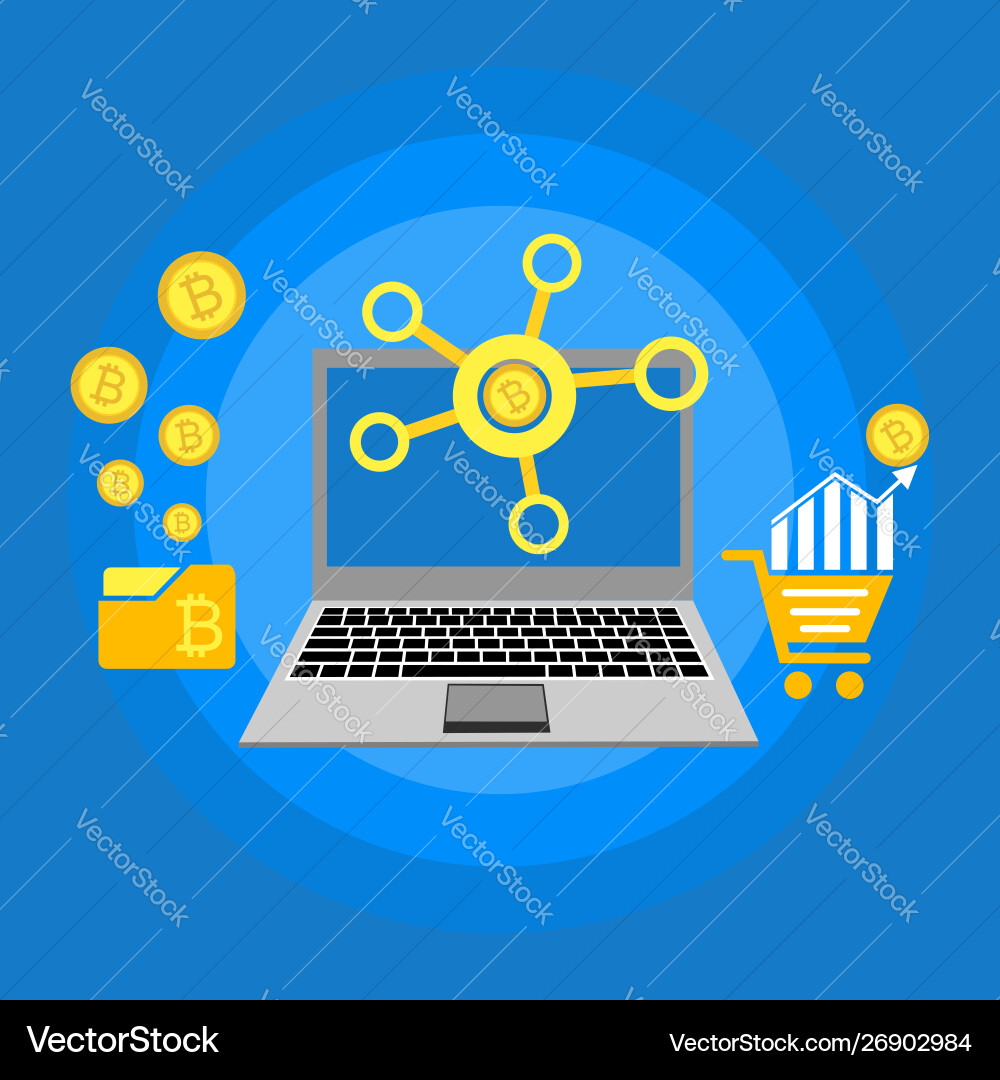 Blockchain scheme mining crypto currency server Blockchain scheme mining crypto currency server vector image