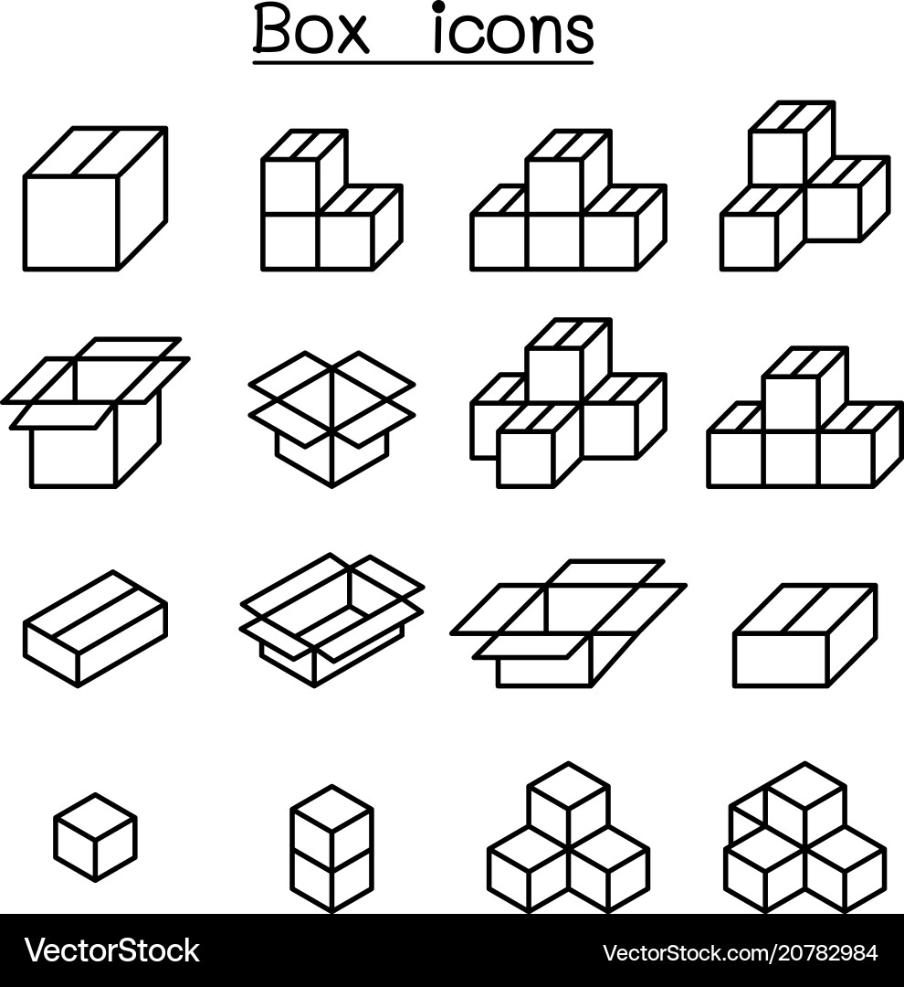 Box-Symbol in dünner Linie Box-Symbol in dünner Linie vektorbild