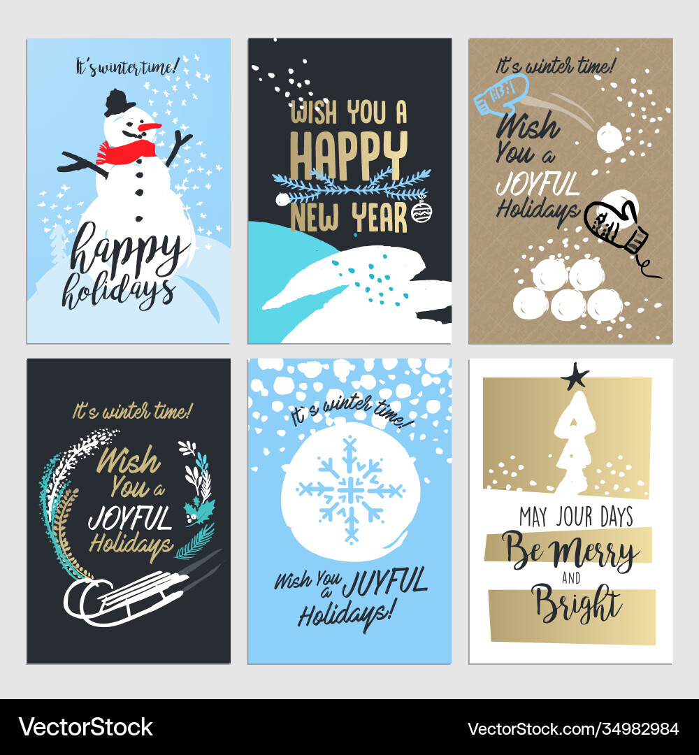 Christmas and new year greeting cards Christmas and new year greeting cards vector image