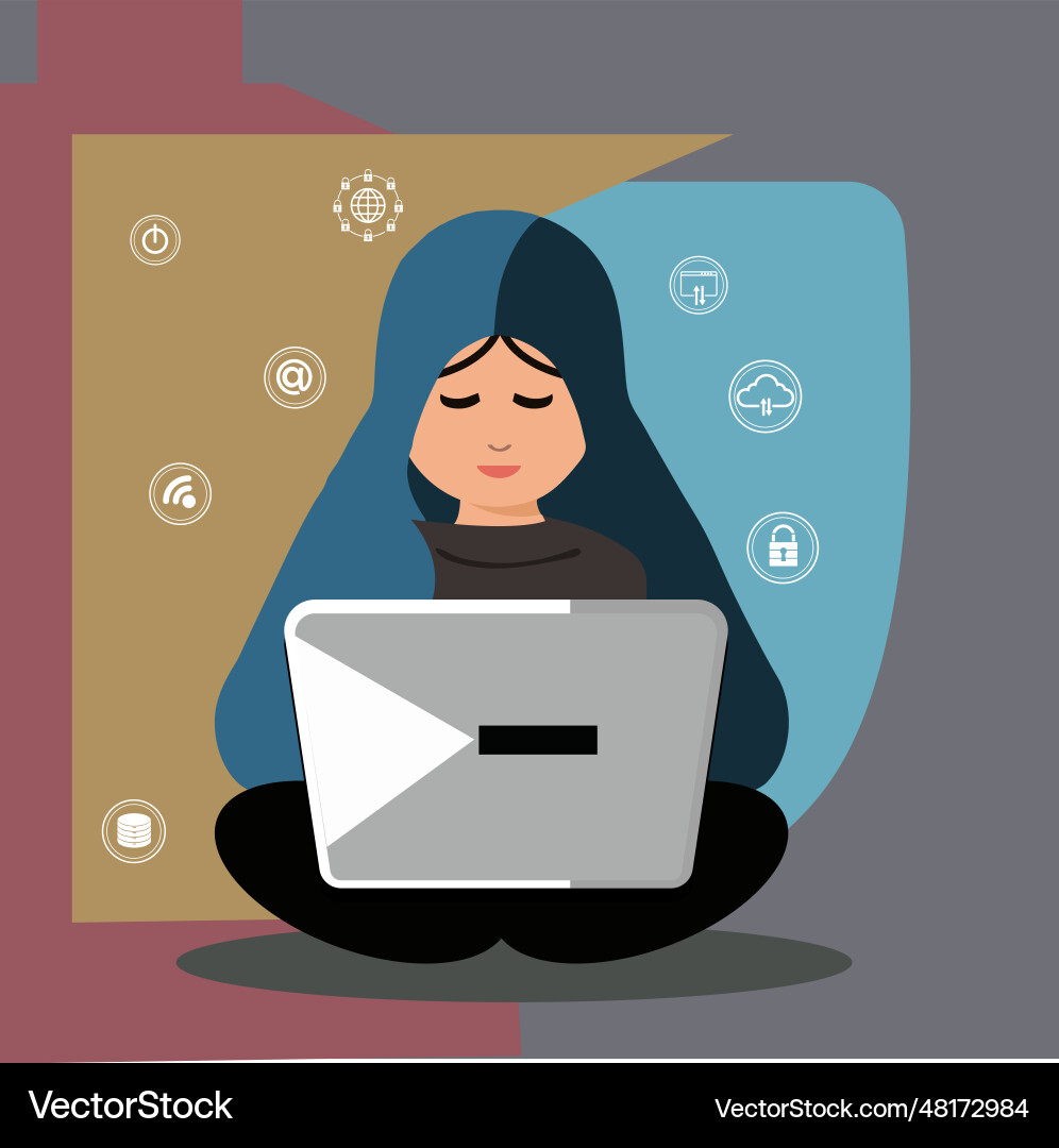 Computer hacker with laptop icon Computer hacker with laptop icon vector image