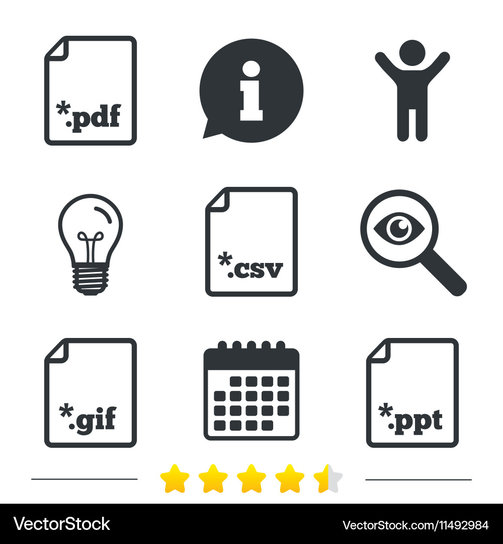 Document signs file extensions symbols vector image