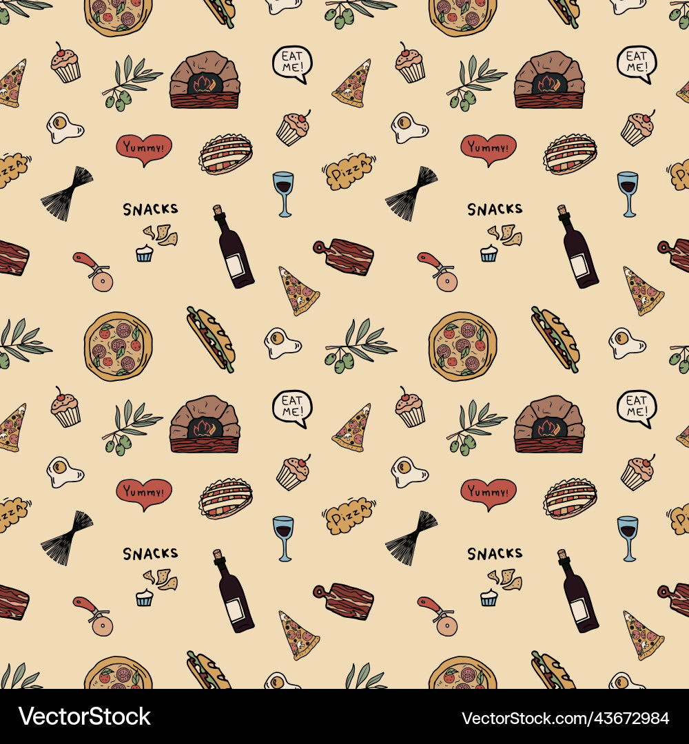 Doodle seamless pattern with space elements Doodle seamless pattern with space elements vector image
