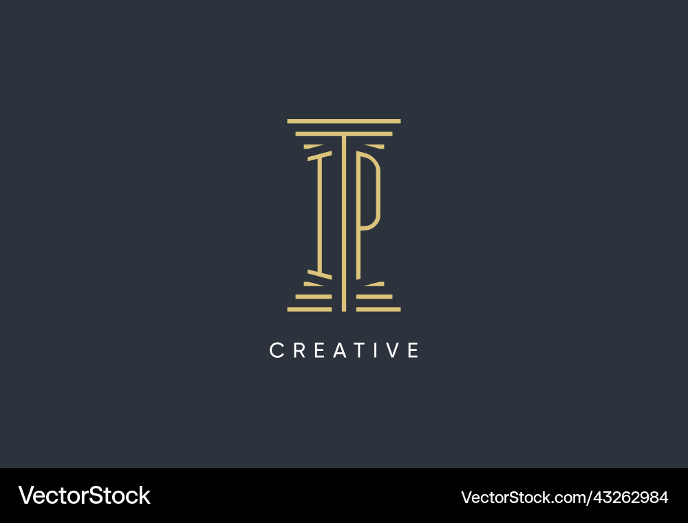 Ip initial monogram with pillar shape logo design Vector Image