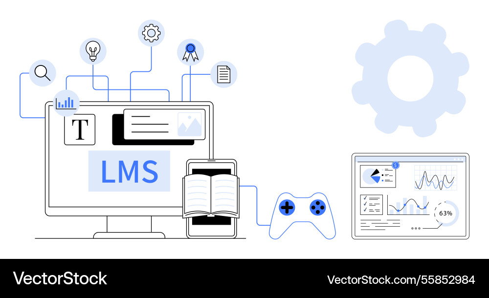 Learning management system interface with tools vector image