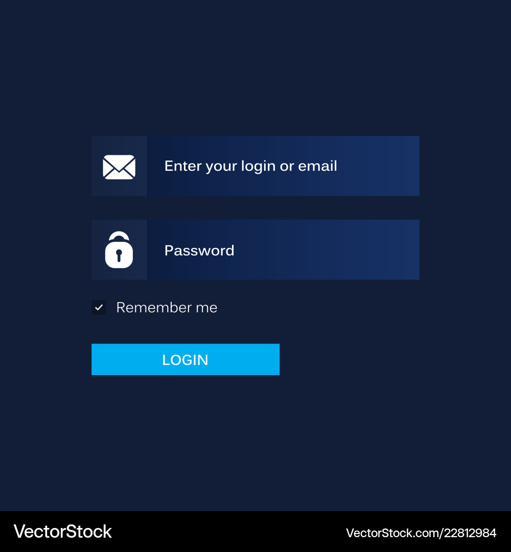 Login form ui design for website and mobile apps vector image