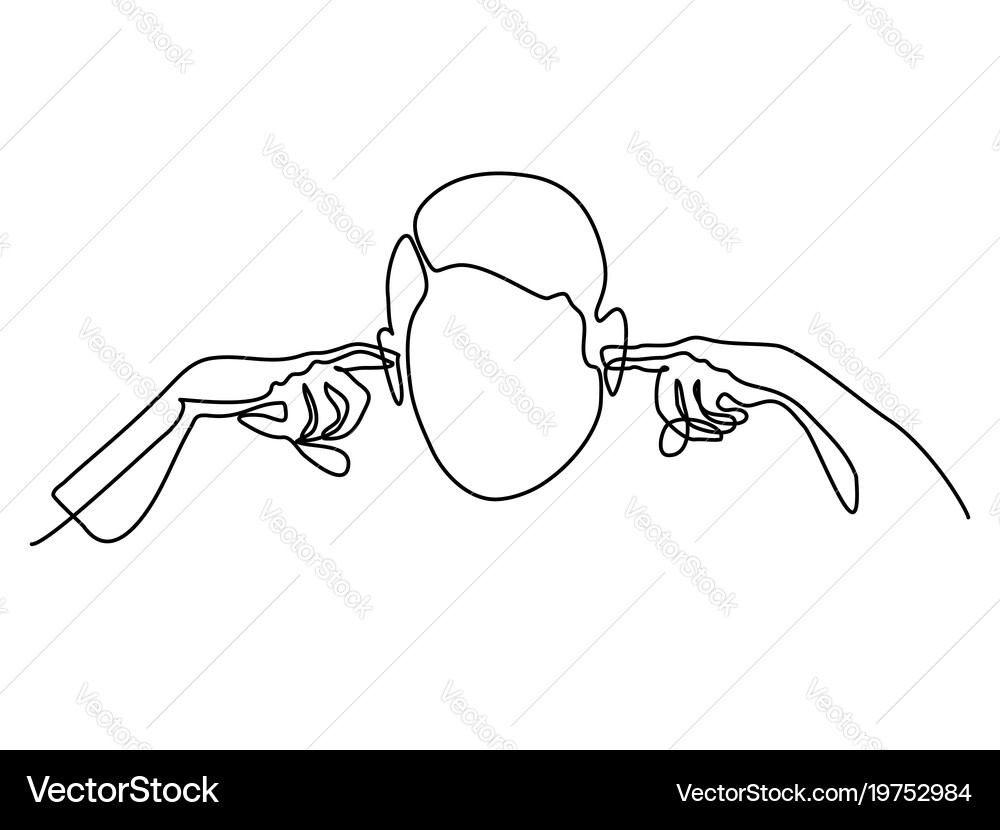 Man Plugging Ears - Single Line Art Vector Image