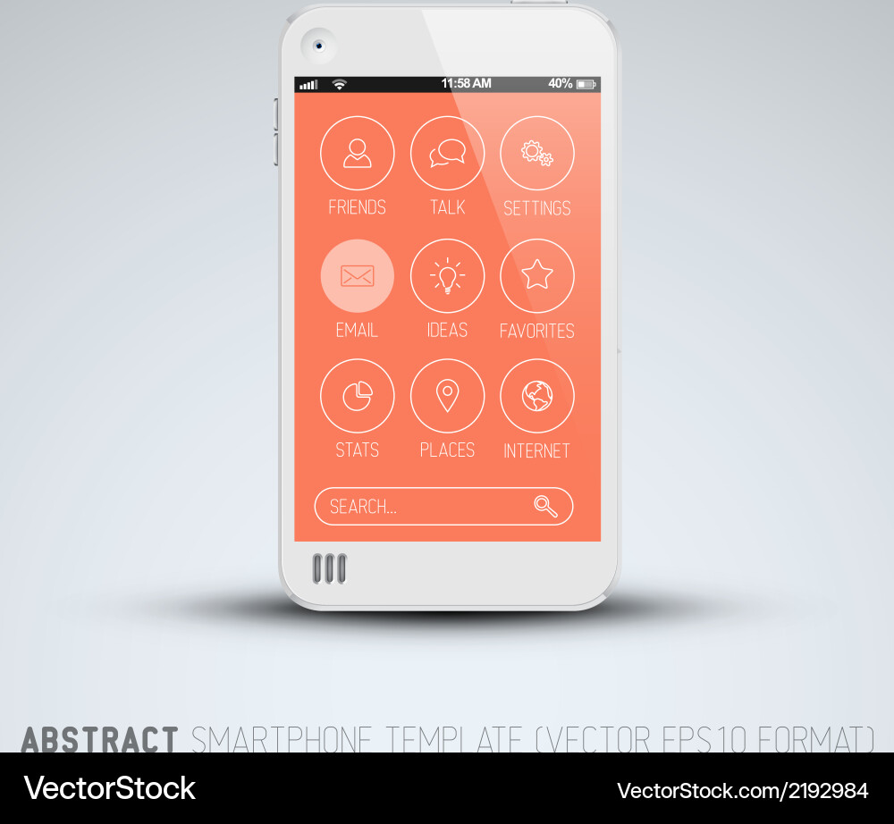 Modern mobile phone with flat user interface vector image