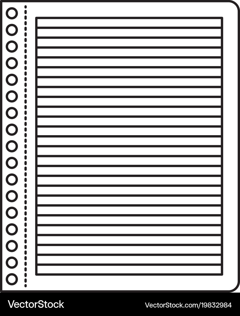 Notebook paper with horizontal lines in black vector image