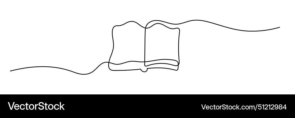 Open book shape drawing by continuous line thin vector image