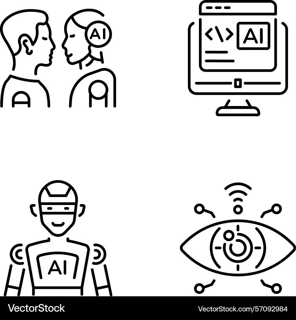 Pack of ai robot line style icons Vector Image