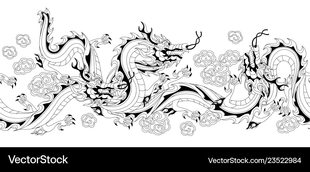 Seamless pattern with chinese dragons Royalty Free Vector