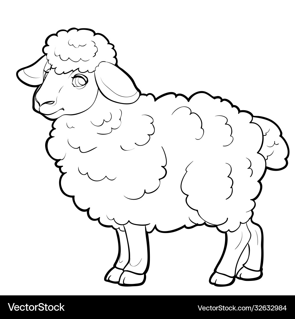 Sheep sketch farm coloring isolated object Vector Image