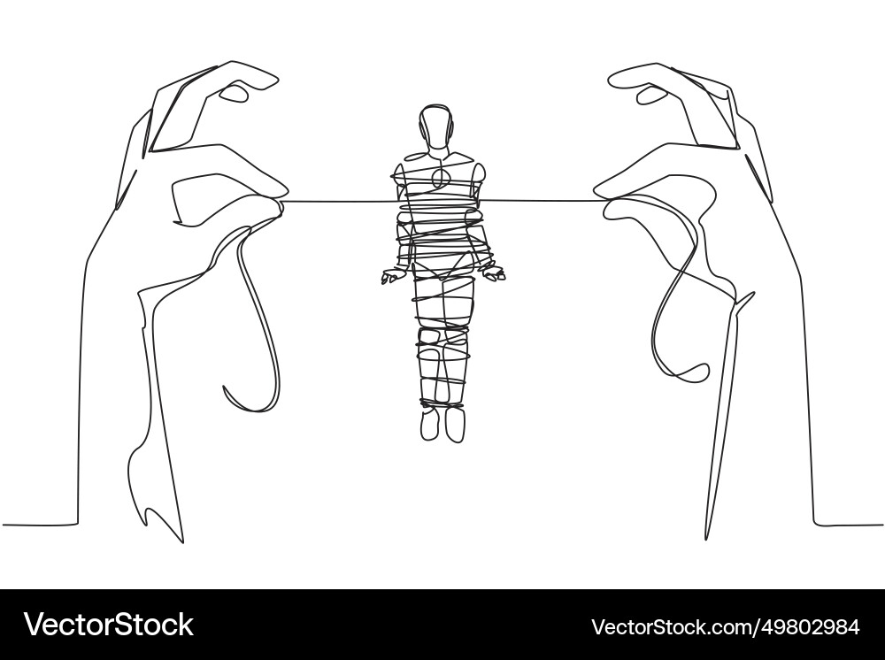 Single continuous line drawing robot standing Single continuous line drawing robot standing vector image