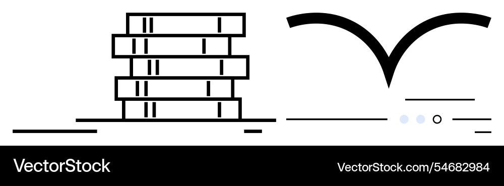 Stack of closed books and open book outline Stack of closed books and open book outline vector image