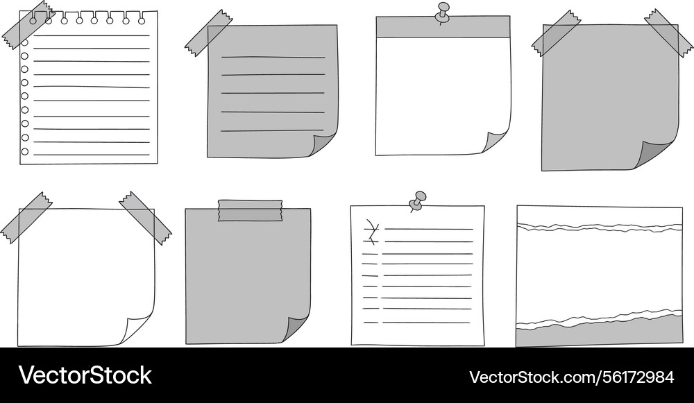 Sticky notes in various shapes and sizes Sticky notes in various shapes and sizes vector image