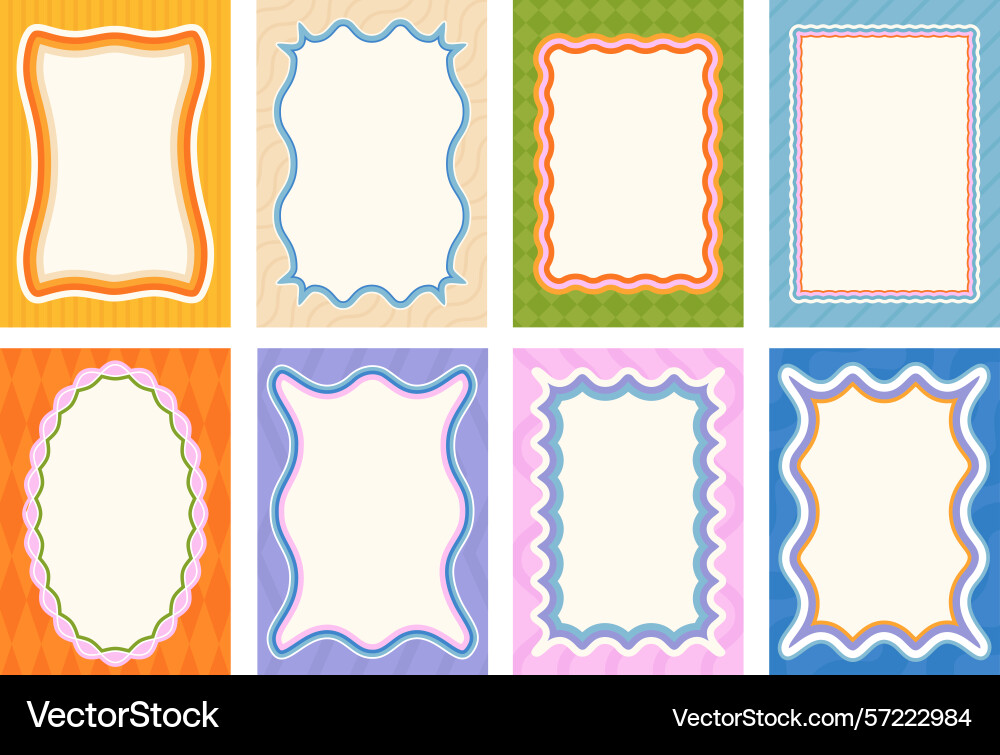 Wavy border patterned frames retro frame Wavy border patterned frames retro frame Vector Image