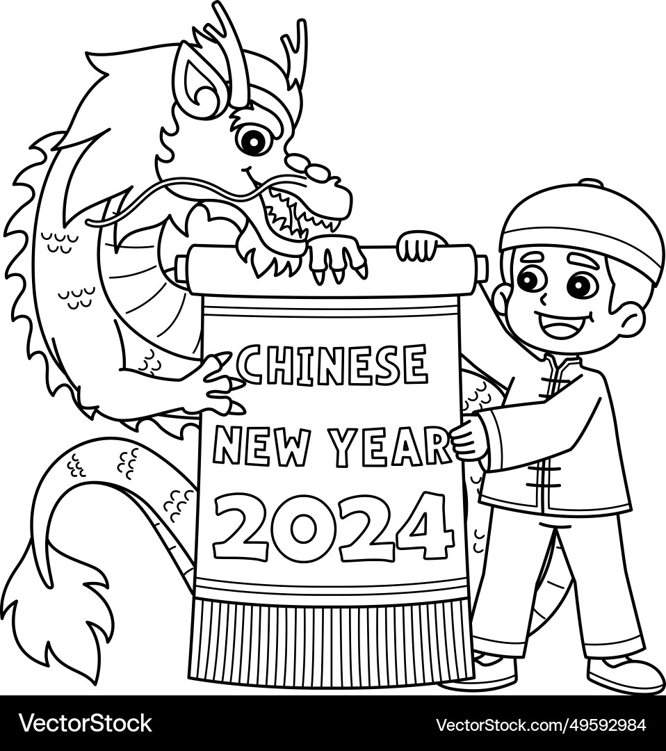 Year of the dragon chinese new 2024 isolated Year of the dragon chinese new 2024 isolated vector image