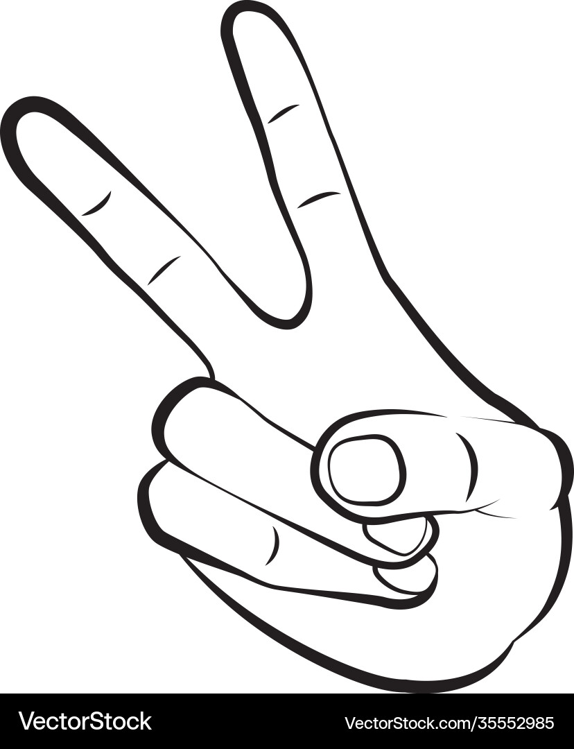A hand making two finger v-sign victory gesture A hand making two finger v-sign victory gesture vector image