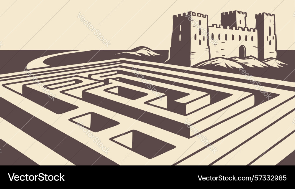 Aerial view of intricate maze complex solution Vector Image