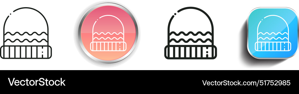 Beanie icon thin linear regular and button style vector image