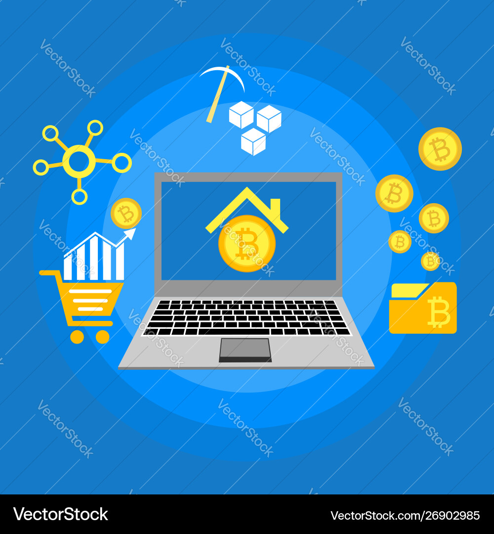 Blockchain scheme mining crypto currency server Blockchain scheme mining crypto currency server vector image
