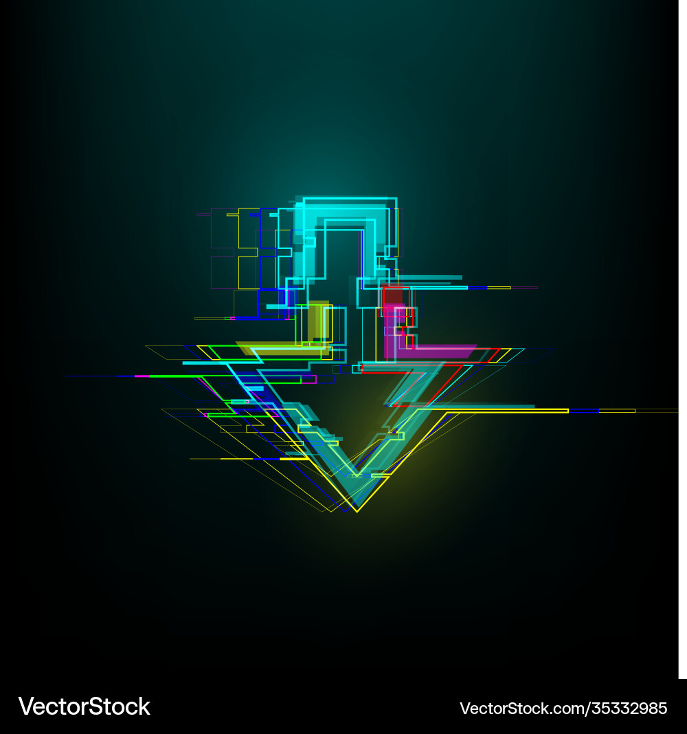 Futuristic glitch down arrow in cyberpunk style vector image