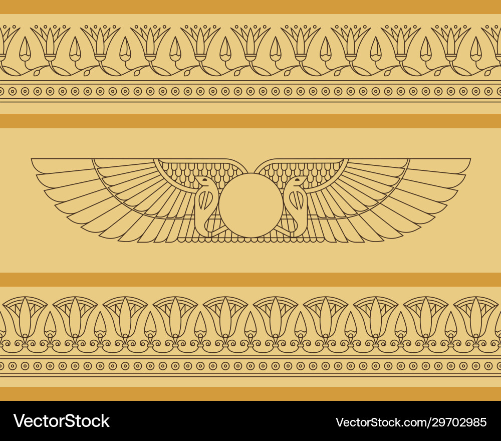 Seamless horizontal pattern winged disk Seamless horizontal pattern winged disk vector image