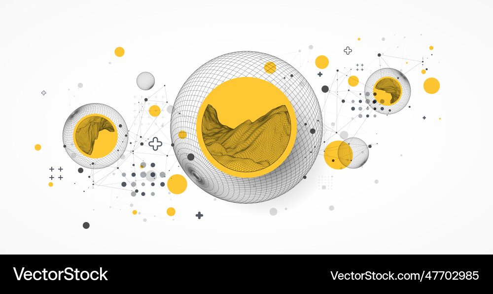 Sphere theme with connected lines in technology Sphere theme with connected lines in technology Vector Image