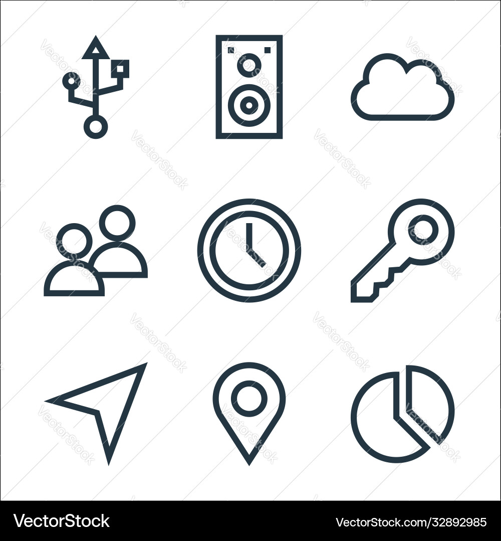 Web essentials line icons linear set quality Web essentials line icons linear set quality vector image