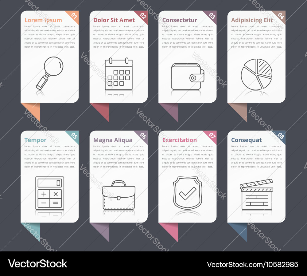 Workflow Elements - Icons & Text vector image
