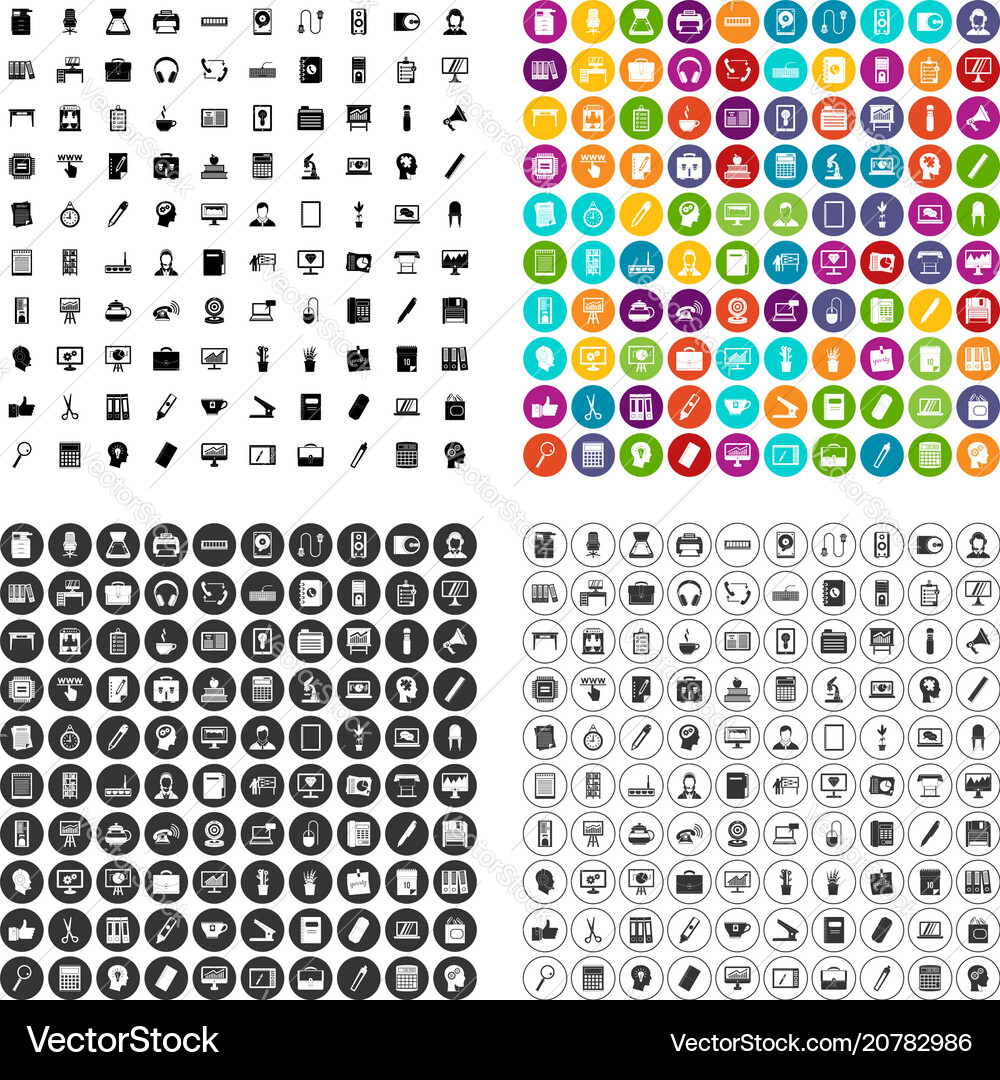 100 work space icons set variant 100 work space icons set variant vector image