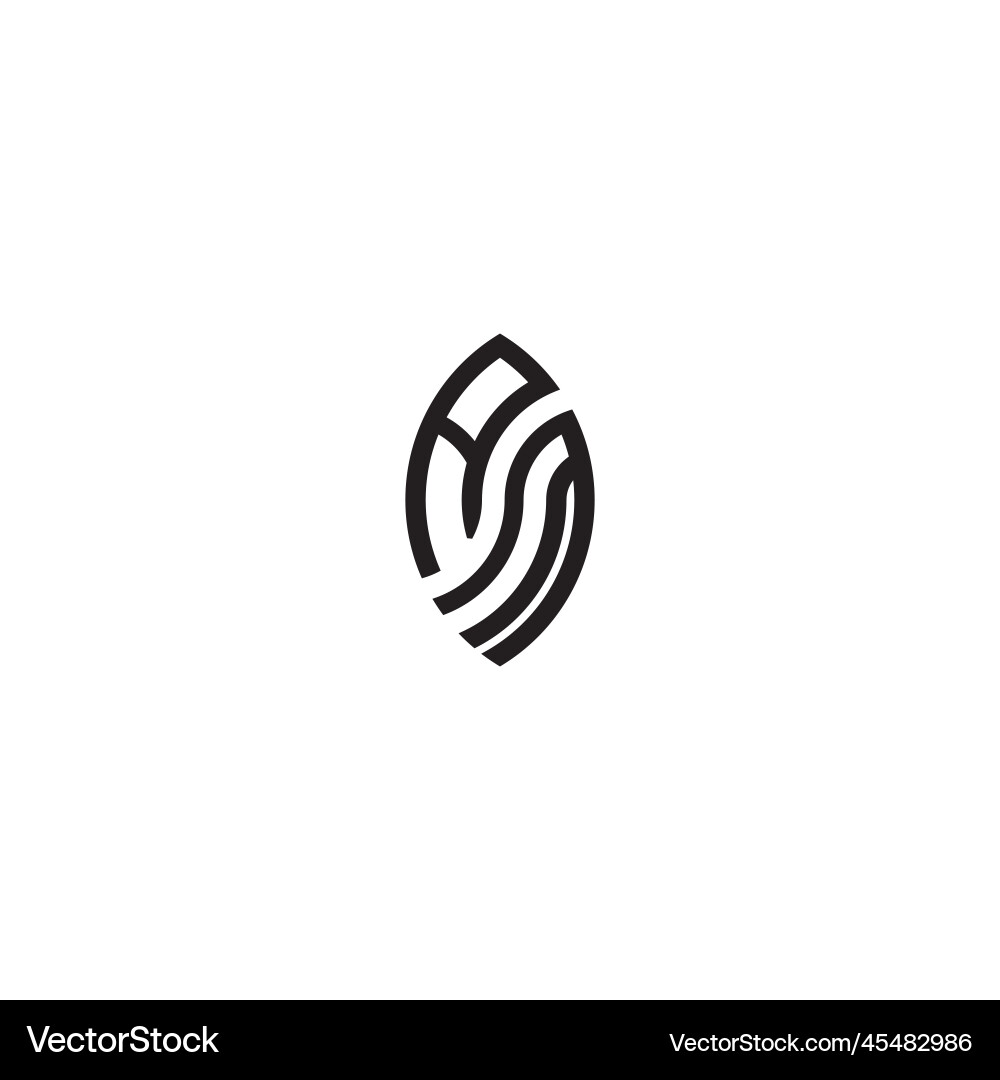 Am leaf shape line initial concept with high Am leaf shape line initial concept with high vector image