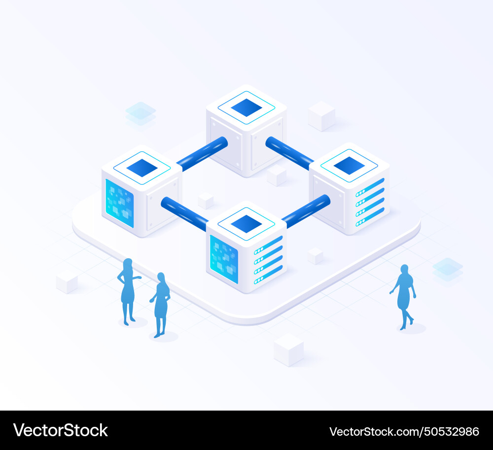 An isometric of a blockchain Vector Image