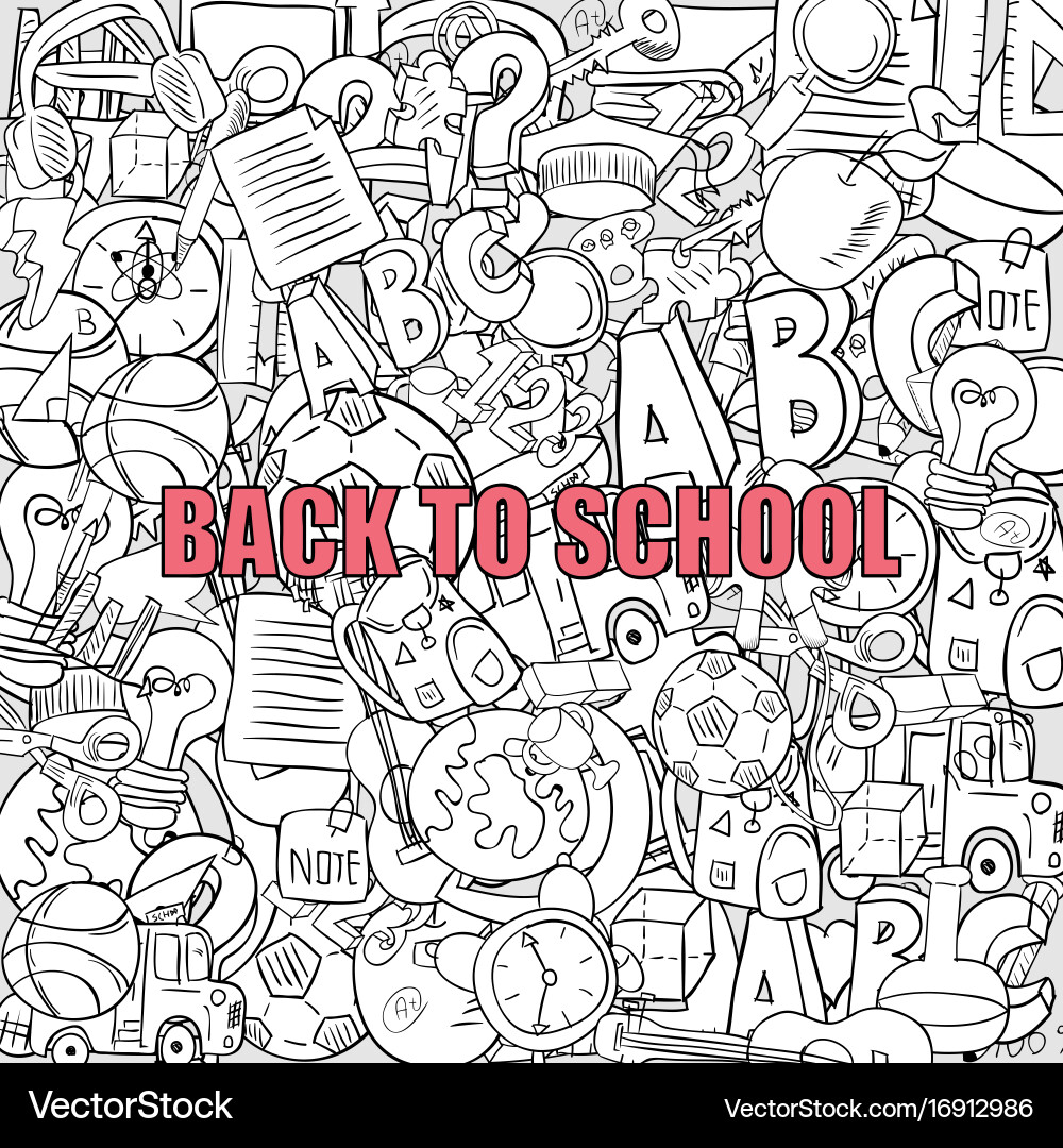 Back of school objects on background drawing Vector Image