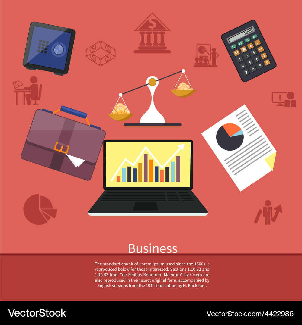 Background with various business elements Vector Image