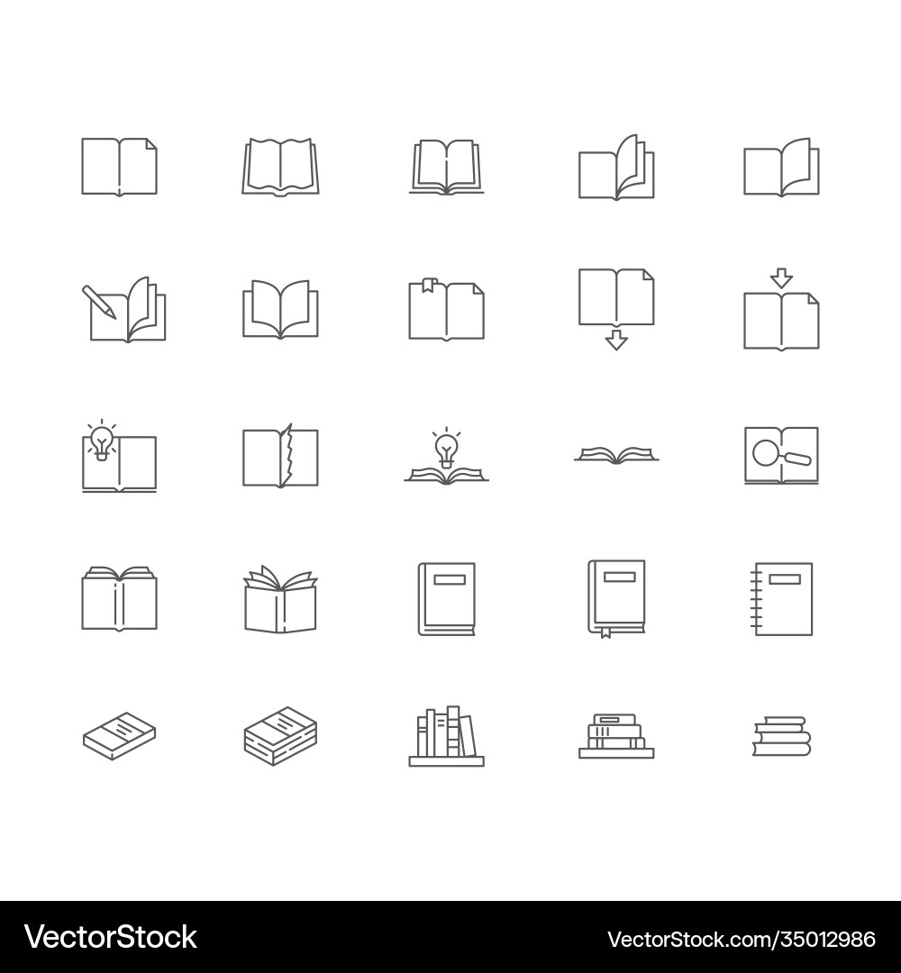 Bücher Symbole setzen lineare Stil Symbole Sammlung Bücher Symbole setzen lineare Stil Symbole Sammlung vektorbild